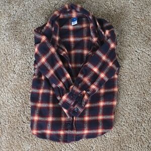 Old Navy Kids Plaid Button Down Shirt - Navy and Orange